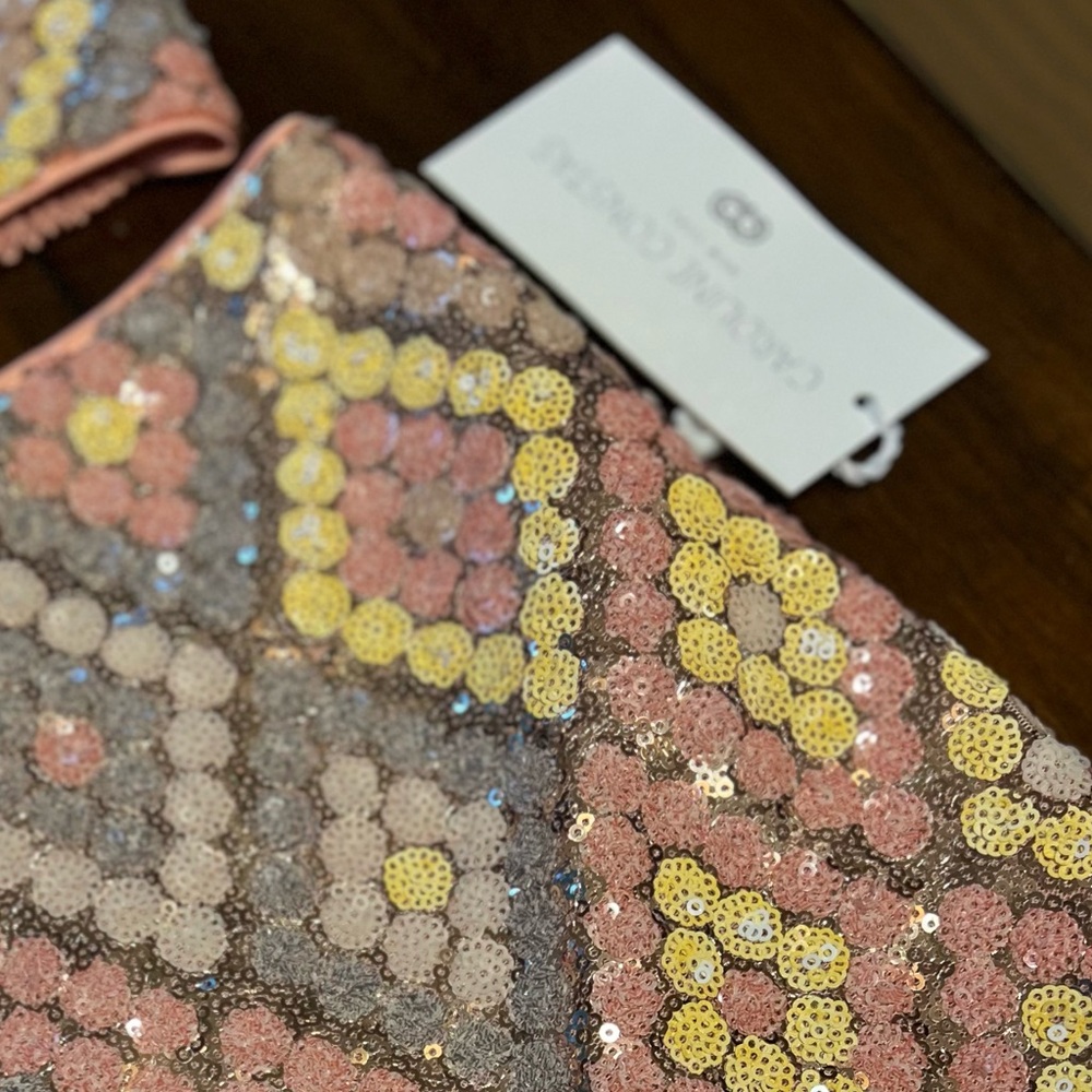 NEW🌸Caroline Constas 2 piece Sequin Mini Skirt & Crop Top Set - Picture 5 of 8